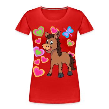 Esel Kinder Kind - Frauen Premium Bio T-Shirt - Rot - Vorne - Mia (176cm)