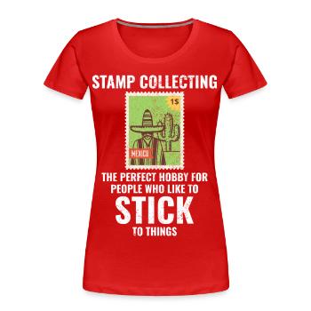 Stamp Collecting Collector Philatelist - Women's Premium Organic T-Shirt - red - Front - Mia (176cm)