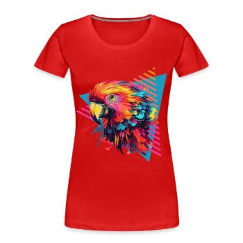 Bunter Papagei Farbspritzer - Frauen Premium Bio T-Shirt - Rot - Vorne - Mia (176cm)