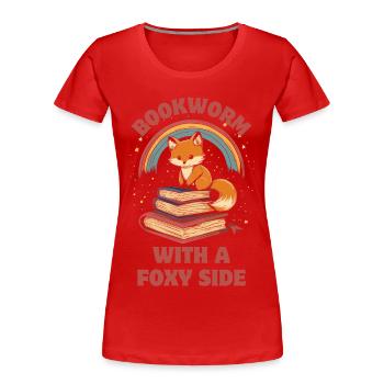 Süßer Fuchs mit Bücher - Frauen Premium Bio T-Shirt - Rot - Vorne - Mia (176cm)