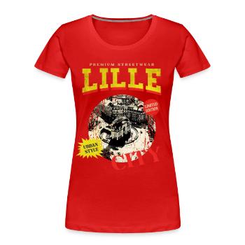 Lille France City Skyline Vintage Rétro - T-shirt bio Premium Femme - rouge - Devant - Mia (176cm)