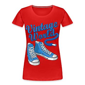 Blue vintage sneakers - Frauen Premium Bio T-Shirt - Rot - Vorne - Mia (176cm)
