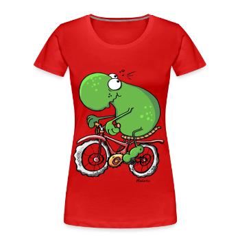 Funny Cycling Tour Frog - Women's Premium Organic T-Shirt - red - Front - Mia (176cm)