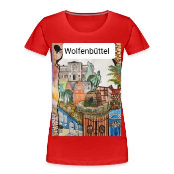 EG Wolfenbüttel I Stadt I Aquarell Gerecke - Frauen Premium Bio T-Shirt - Rot - Vorne - Mia (176cm)