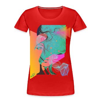 abstract face - Women's Premium Organic T-Shirt - red - Front - Mia (176cm)