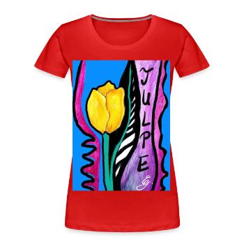 EG Fleurs I Tulipes I Holland i vacances anniversaire - T-shirt bio Premium Femme - rouge - Devant - Mia (176cm)