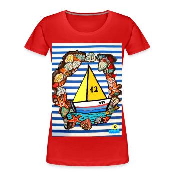 EG Urlaub I Boot I Meer I maritim - Frauen Premium Bio T-Shirt - Rot - Vorne - Mia (176cm)