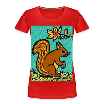 Squirrel I Animal I Holiday I Forest I EC - Women's Premium Organic T-Shirt - red - Front - Mia (176cm)