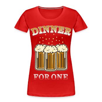 Dîner pour une | Funny Beer Design - Réveillon du Nouvel An - T-shirt bio Premium Femme - rouge - Devant - Mia (176cm)