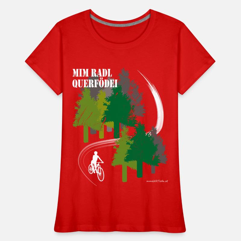 mim Radl querfödei - mit dem Rad quer Feld ein Frauen Premium Bio T-Shirt