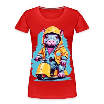 Hippopotame doux - T-shirt bio Premium Femme - rouge - Devant - Mia (176cm)