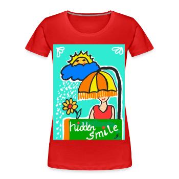 EC Femme I Dictons positifs I Fête des mères I Vacances - T-shirt bio Premium Femme - rouge - Devant - Mia (176cm)
