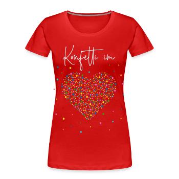Konfetti im Herzen - Frauen Premium Bio T-Shirt - Rot - Vorne - Mia (176cm)