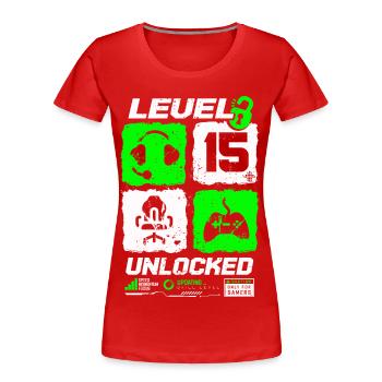 Level Unlocked Gamer Birthday 15 Years - Women's Premium Organic T-Shirt - red - Front - Mia (176cm)