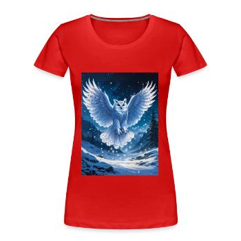 Schnee-Eule - Frauen Premium Bio T-Shirt - Rot - Vorne - Mia (176cm)