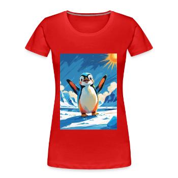 Pingouin ondulant dans l’Arctique vibrant - T-shirt bio Premium Femme - rouge - Devant - Mia (176cm)