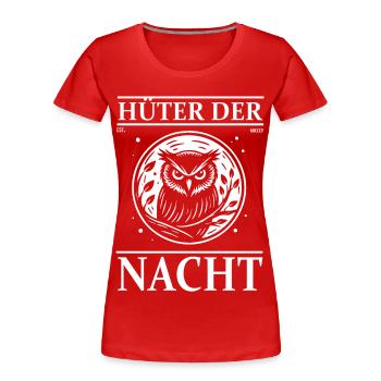 Owl Design – Gardiens de la nuit - T-shirt bio Premium Femme - rouge - Devant - Mia (176cm)