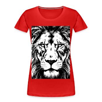 Lion Gaze Intense Power - Women's Premium Organic T-Shirt - red - Front - Mia (176cm)