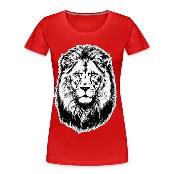 Porträt Löwenkönig der Savanne - Frauen Premium Bio T-Shirt - Rot - Vorne - Mia (176cm)