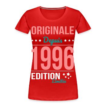 Original seit 1996 – 30-jähriges Jubiläum - Frauen Premium Bio T-Shirt - Rot - Vorne - Mia (176cm)