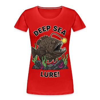 Abyssale Angelfische, Tiefseeköder-Humor - Frauen Premium Bio T-Shirt - Rot - Vorne - Mia (176cm)