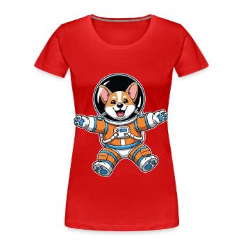 Orange Space Astronaut Corgi Dog - Women's Premium Organic T-Shirt - red - Front - Mia (176cm)