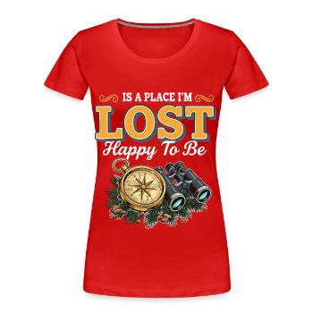 Camping Adventure Humor Lost Happy To Be Vintage - Women's Premium Organic T-Shirt - red - Front - Mia (176cm)