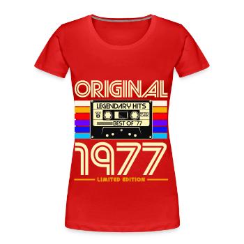Original 1977 Retro Cassette - Women's Premium Organic T-Shirt - red - Front - Mia (176cm)