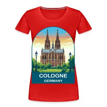Affiche vintage de voyage de la cathédrale de Cologne, Allemagne - T-shirt bio Premium Femme - rouge - Devant - Mia (176cm)