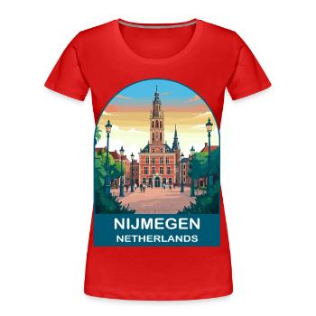 Nijmegen Niederlande Vintage City Reiseplakat - Frauen Premium Bio T-Shirt - Rot - Vorne - Mia (176cm)