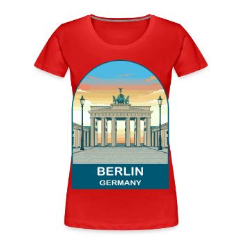 Berlin Germany TV Tower Vintage Travel Art - Women's Premium Organic T-Shirt - red - Front - Mia (176cm)