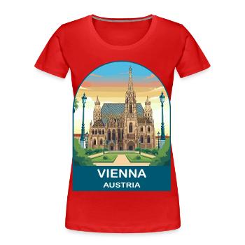 Vienna Austria Vintage Travel Poster - Women's Premium Organic T-Shirt - red - Front - Mia (176cm)