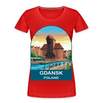 Gdansk Poland Vintage Travel Poster Art - Women's Premium Organic T-Shirt - red - Front - Mia (176cm)