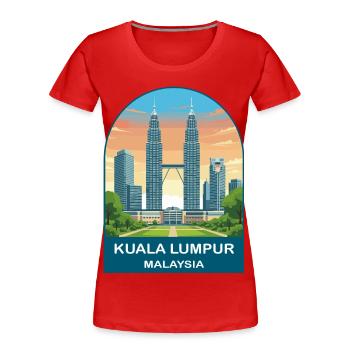 Kuala Lumpur Malaysia Vintage-Reiseillustration - Frauen Premium Bio T-Shirt - Rot - Vorne - Mia (176cm)