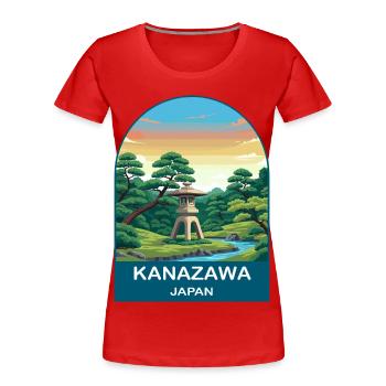 Kanazawa Japan Kenrokuen Vintage Travel Art - Women's Premium Organic T-Shirt - red - Front - Mia (176cm)