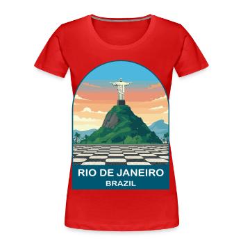 Rio de Janeiro Brazil Vintage Travel Poster - Women's Premium Organic T-Shirt - red - Front - Mia (176cm)