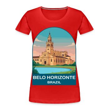 Belo Horizonte Brazil Vintage Travel Poster - Women's Premium Organic T-Shirt - red - Front - Mia (176cm)