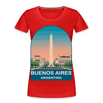 Buenos Aires Argentina Vintage Travel Poster - Women's Premium Organic T-Shirt - red - Front - Mia (176cm)