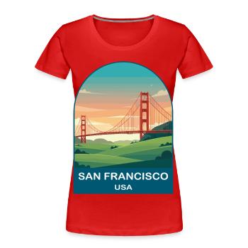San Francisco USA Vintage Travel Poster - Women's Premium Organic T-Shirt - red - Front - Mia (176cm)
