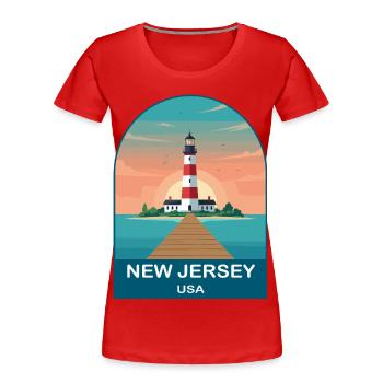 New Jersey USA Vintage Travel Poster Art - Women's Premium Organic T-Shirt - red - Front - Mia (176cm)