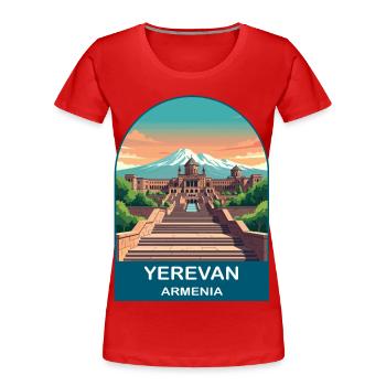 Jerewan Armenien Berg Ararat Vintage Reisekunst - Frauen Premium Bio T-Shirt - Rot - Vorne - Mia (176cm)