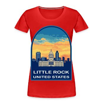 Little Rock, Arkansas Capitol Sunset Reiseabzeichen - Frauen Premium Bio T-Shirt - Rot - Vorne - Mia (176cm)