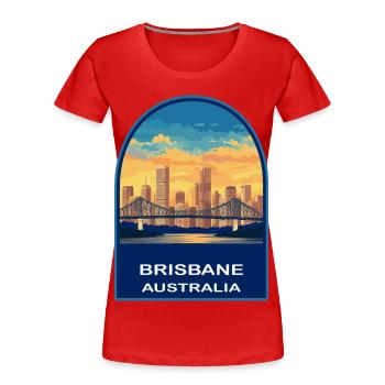 Brisbane Story Bridge Australia Skyline Sunset - Women's Premium Organic T-Shirt - red - Front - Mia (176cm)