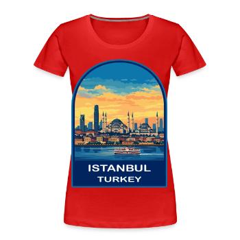 Istanbul Hagia Sophia Sonnenuntergang Retro-Reiseabzeichen - Frauen Premium Bio T-Shirt - Rot - Vorne - Mia (176cm)
