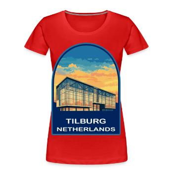 Tilburg Netherlands Modern Architecture Retro Badg - Women's Premium Organic T-Shirt - red - Front - Mia (176cm)