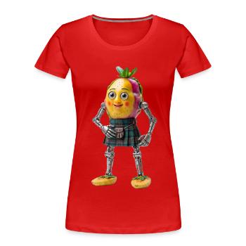 Robot Fruit du Dragon écossais mignon en Kilt - T-shirt bio Premium Femme - rouge - Devant - Mia (176cm)