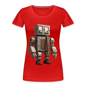 Brickhouse Bot with Door and Ladder - Women's Premium Organic T-Shirt - red - Front - Mia (176cm)
