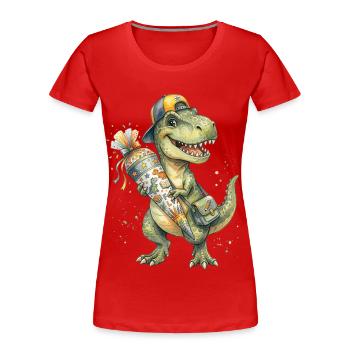 T-Rex aquarelle drôle pour la rentrée scolaire - T-shirt bio Premium Femme - rouge - Devant - Mia (176cm)