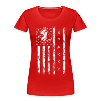 German Shepard American Flag graphic - Women's Premium Organic T-Shirt - red - Front - Mia (176cm)