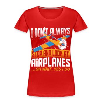 Fliegen Pilot Flugzeug Flugschule Segelflieger - Frauen Premium Bio T-Shirt - Rot - Vorne - Mia (176cm)
